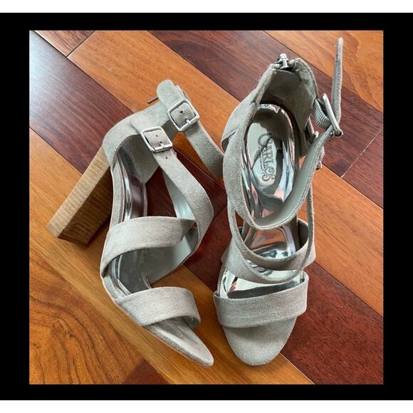 CARLOS SANTANA Women's Laura Strappy Heeled Sandals 8M Tan Suede Fabric - Picture 2 of 11